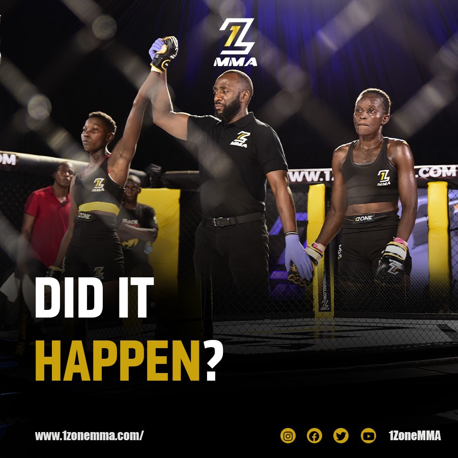 1zonemma11's tweet photo. Did she promise too much? After holding up for three good rounds, all went to waste when #LadyMonster lost her guards for just a second & boom! A knock-out slap kick on her face! Rule number 1: DON’T BLINK!
#MMAUganda
#MMAHasArrived
#1ZoneMMA
#FreeOnlineFights https://t.co/9L1XeqTWn2