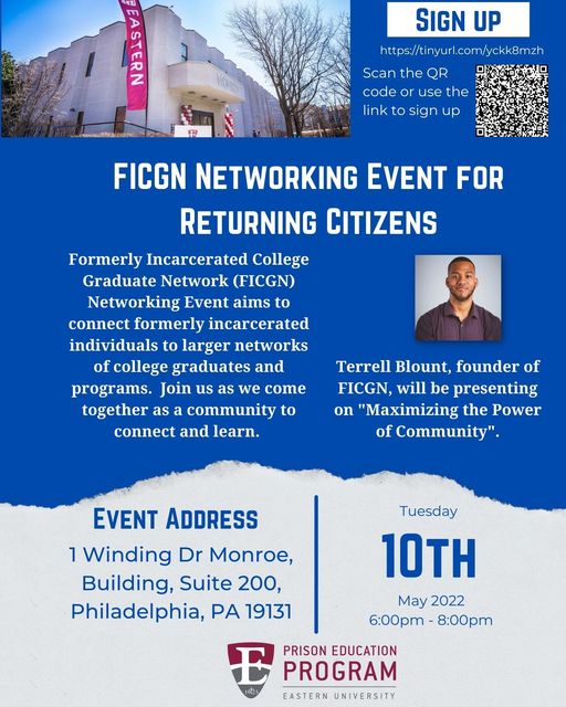 drkleejohnson's tweet photo. If you're a formerly incarcerated student of any kind (e.g certificates, college), or want to provide opportunities for returning residents, come out on Tuesday night at 6 p.m. (near City Ave. &amp; Presidential Blvd. in Philly).
RSVP: https://t.co/UfUaKLjre6
@EUprisoned #connect https://t.co/AdMuWVBCuT