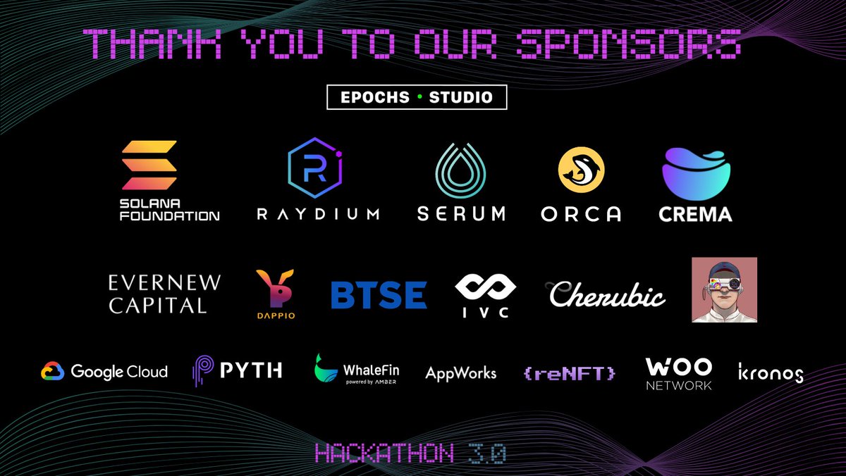 EpochsStudio's tweet photo. Thank you to our sponsors for helping host a successful Solana Hackathon in Taiwan this year.

We'll be announcing Hackathon winners shortly 👀

@SolanaFndn @solanalabs @RaydiumProtocol @ProjectSerum @orca_so @Crema_Finance @EvernewCapital @Dappio_ https://t.co/iYTlkW8mUh