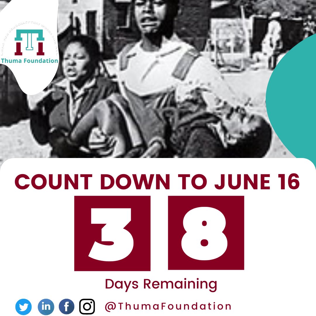 ThumaFoundation's tweet image. Greetings,

We’ve begun our #CountDownToJune16! In the coming weeks we’ll look at some challenges faced by young people in South Africa and table feasible solutions. Your participation is needed. Tag us on opportunities available to young people and use #MakingDemocracyWorkForAll