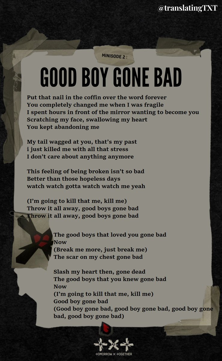 TXT Translations on Twitter: "TRACK 02: Good Boy Gone Bad - Lyrics ...