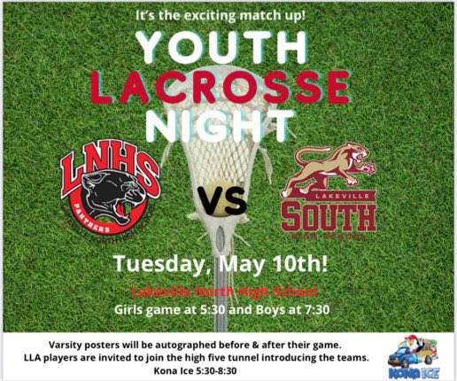 NorthLacrosse's tweet photo. Big border battle tomorrow! North vs South at the LNHS Stadium. Come cheer us on! https://t.co/q1ambkkc9c