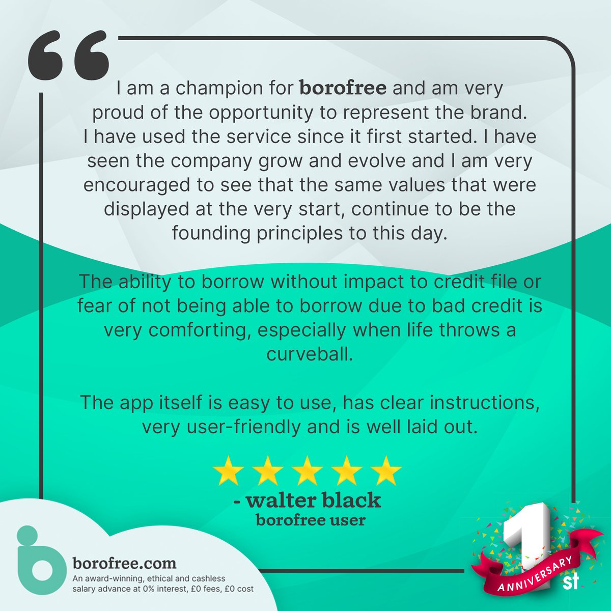BorofreeUK's tweet photo. Walter Black is just one of the many users who have tried #borofree and have since championed the app's relevance and convenience in achieving financial well-being.
Experience the helping hand borofree has to offer too. Refer your employer today here: https://t.co/xcnZm7OOma https://t.co/9NacJ2KHOf