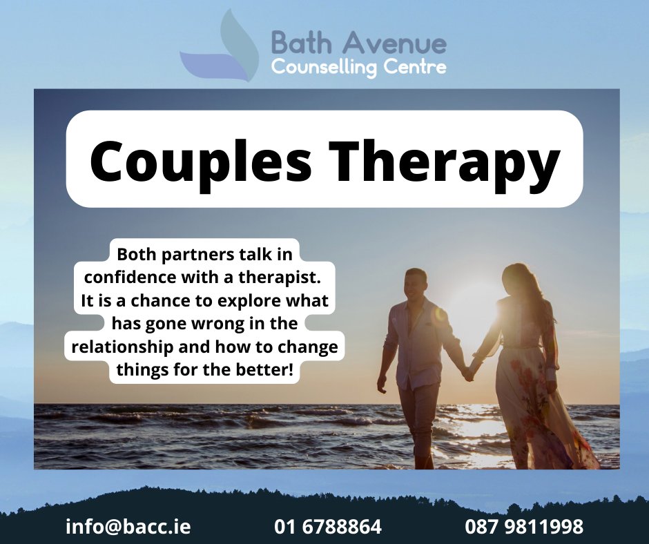 BathCounselling's tweet photo. Couples therapy can help when a relationship is in difficulty. 

Both partners talk in confidence to a Counsellor or Therapist to explore what has gone wrong and how to change things for the better.

#Counselling #Therapy  #Couples #Dublin #Ireland #BathAvenue #D4 https://t.co/IumlH8Jqt5