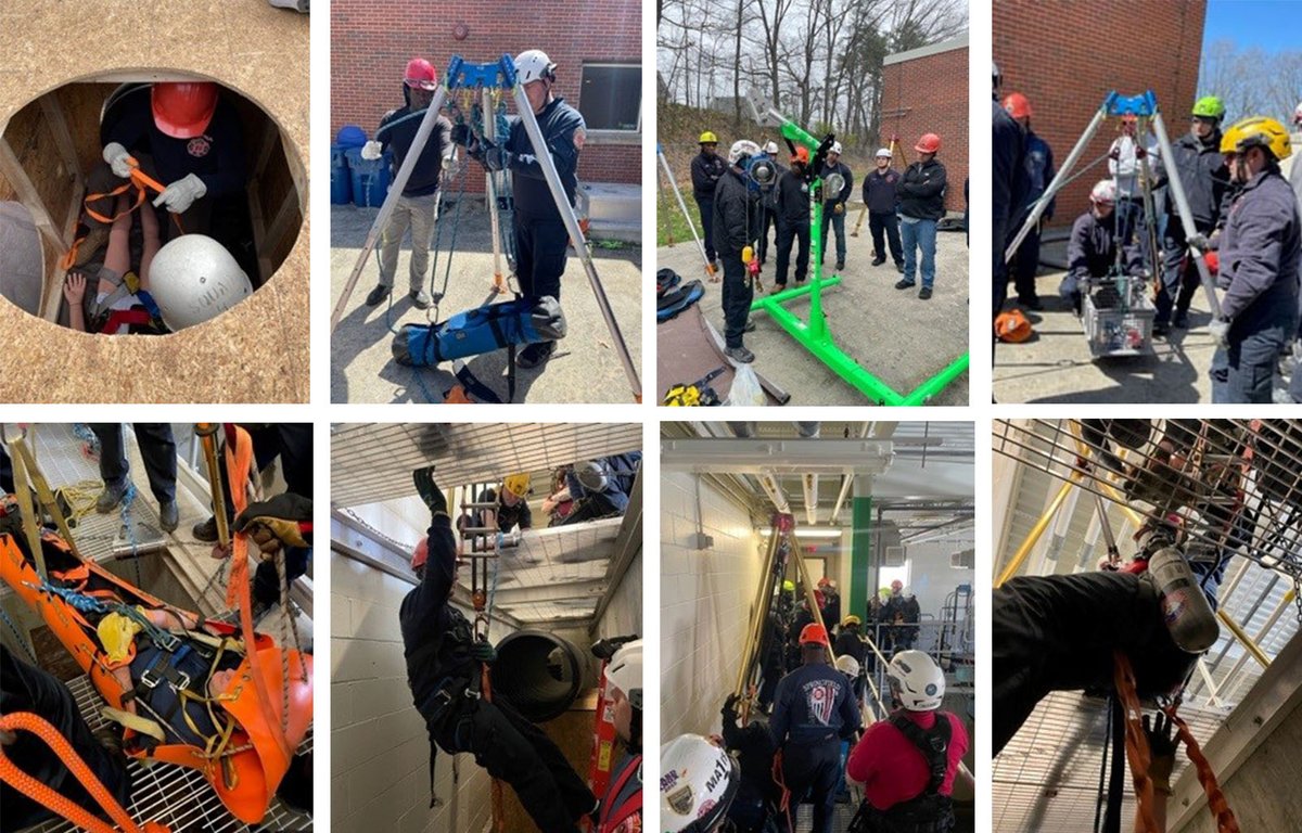 MassDFS's tweet photo. The MFA’s #TechRescue Program delivered its updated #ConfinedSpace Technician course at @COL1853 #LawrenceFire Department last week. #Firefighters rec'd classroom instruction on all the applicable standards & updated standards before moving on to an expanded hands-on curriculum. https://t.co/so9kZYMeTN