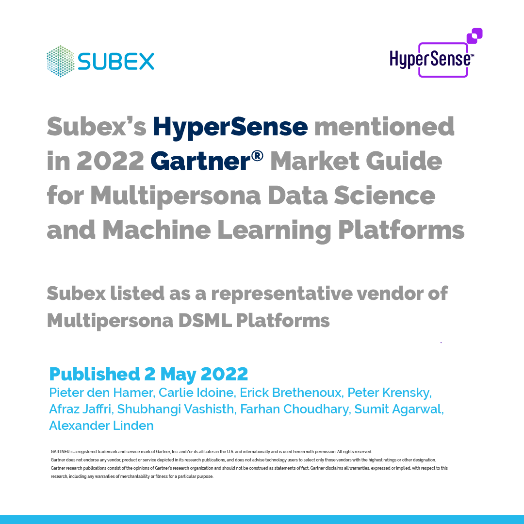 rhravip's tweet photo. RT @@Subex: We are thrilled to announce that #Subex, through #HyperSense, has been listed as a representative vendor in #Gartner’s Market Guide on Multipersona Data Science and Machine Learning Platforms.
#Multipersona #DataScience #MachineLearning #Tel… https://t.co/6mUKJCgFVu