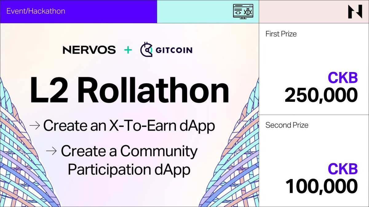 RadioNervos's tweet photo. 📢 @NervosNetwork has partnered with @gitcoin to sponsor L2 #Rollathon
🌀 #Rollathon is a virtual #hackathon focused on scaling Layer 2 ecosystems
🛠️ Build an X to learn app on #Godwoken and get your reward now
Join now! 👉 https://t.co/VWhTE10U5D https://t.co/DmB3NizC60