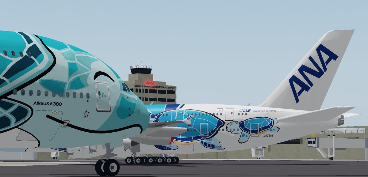CreatixPie's tweet photo. JA381A / JA382A / JA383A 
“All Nippon Airways - Flying Honu”
A380-841
(1 month of work, all worth it in the end) https://t.co/NfTEgh6LMr