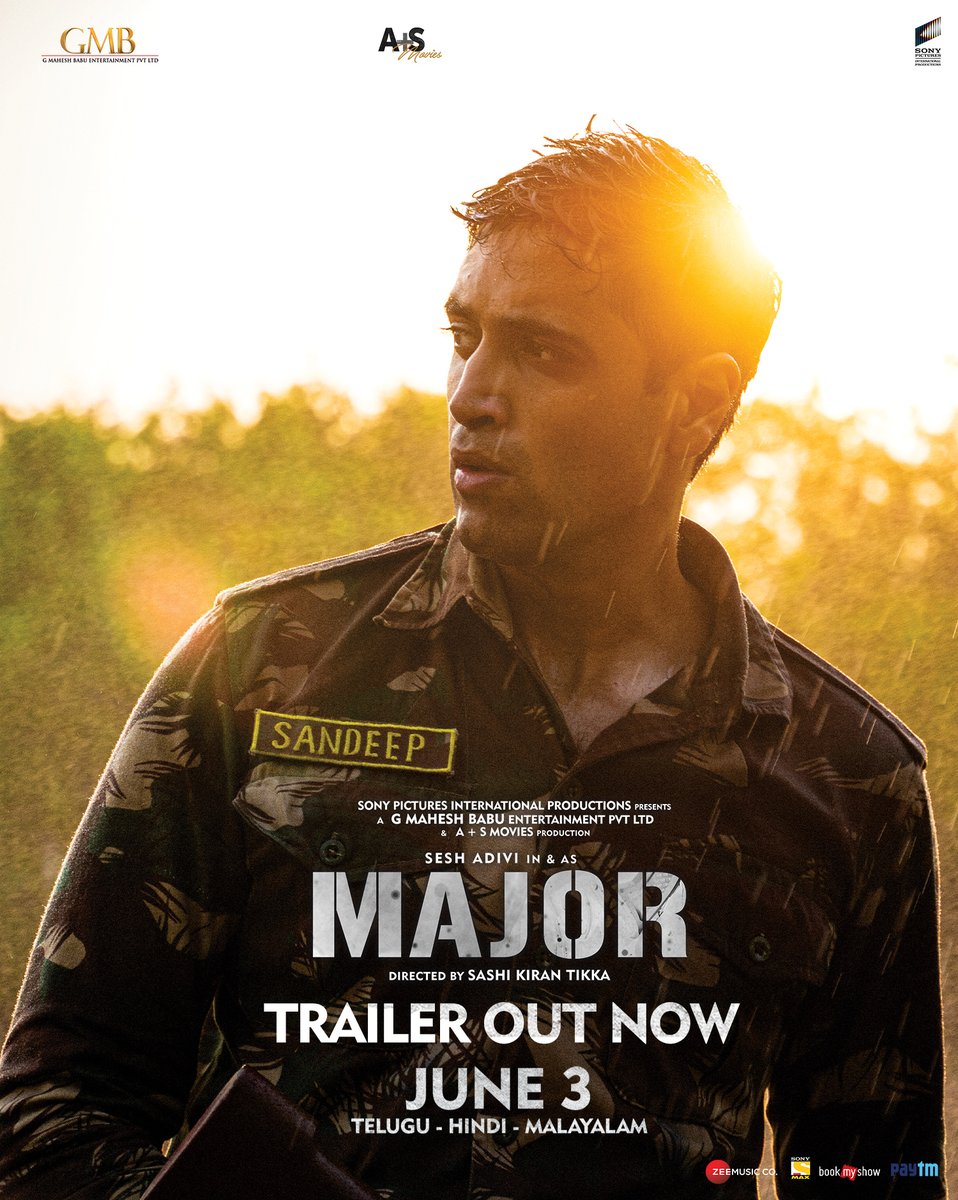 BeingSalmanKhan's tweet photo. Happy to launch the trailer of #MajorTheFilm. This looks outstanding. All the best to the team.

#MajorTrailer
- https://t.co/QJV3CiLThf

#MajorOnJune3rd 
#JaanDoongaDeshNahi

@AdiviSesh @saieemmanjrekar @SashiTikka @urstrulyMahesh @sonypicsfilmsin @GMBents @AplusSMovies https://t.co/l8joQ1ujMs