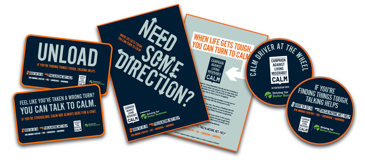 WarksRoadSafety's tweet photo. On #MentalHealthAwarenessWeek we want to remind drivers of the resources available. @DfBBprogramme partnered with @theCALMzone to create special vehicle packs containing a simple flyer together with some discreet stickers to go in the vehicle, so your drivers know where to turn. https://t.co/0dSMiprOke