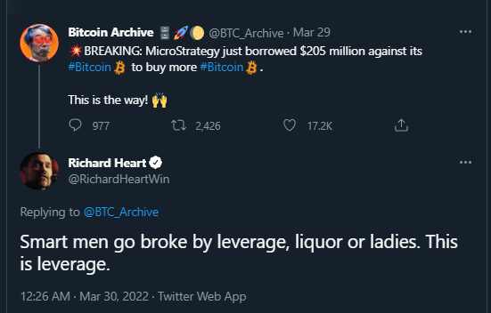 RichardHeartWin's tweet photo. @saylor Ladies, Liquor &amp; Leverage are how smart men go broke. https://t.co/8jltomJmS7