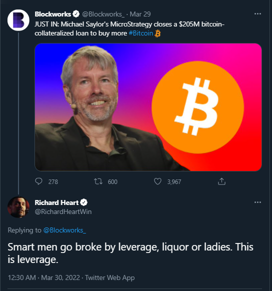 RichardHeartWin's tweet photo. @saylor Ladies, Liquor &amp; Leverage are how smart men go broke. https://t.co/8jltomJmS7