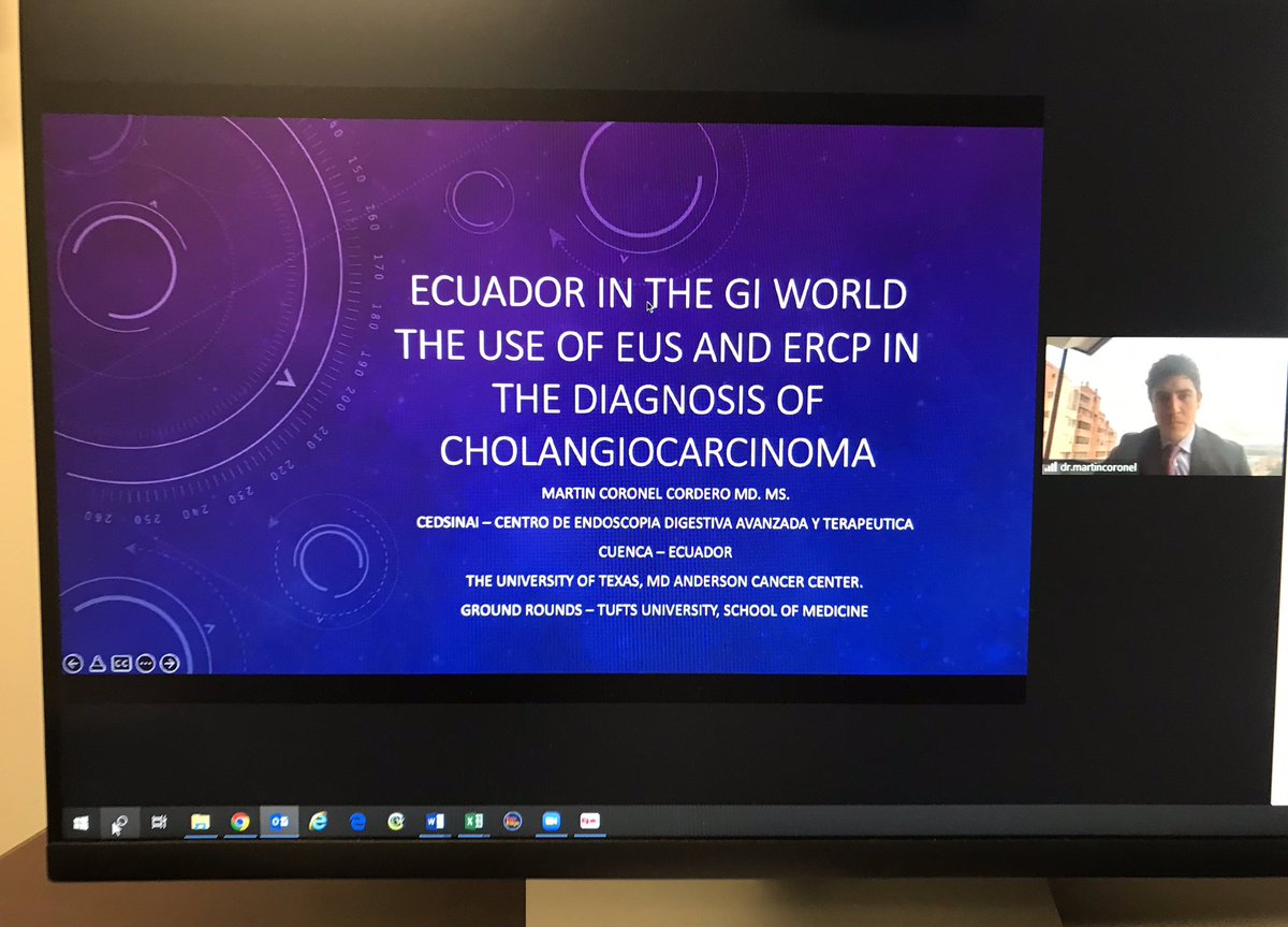 RKaragozian's tweet photo. Excellent &amp;very insightful virtual @TuftsMedicalCtr GI grand round from Cuenca,Ecuador by Dr Martin Coronel Cordero on health metrics of GI diseases in Ecuador &amp;advanced endoscopy for biliary cancers @siedoficial @SOBEDNACIONAL 
@asadurjorge @DVinsard @ASGEendoscopy #GITwitter https://t.co/zQCfxg9qtW