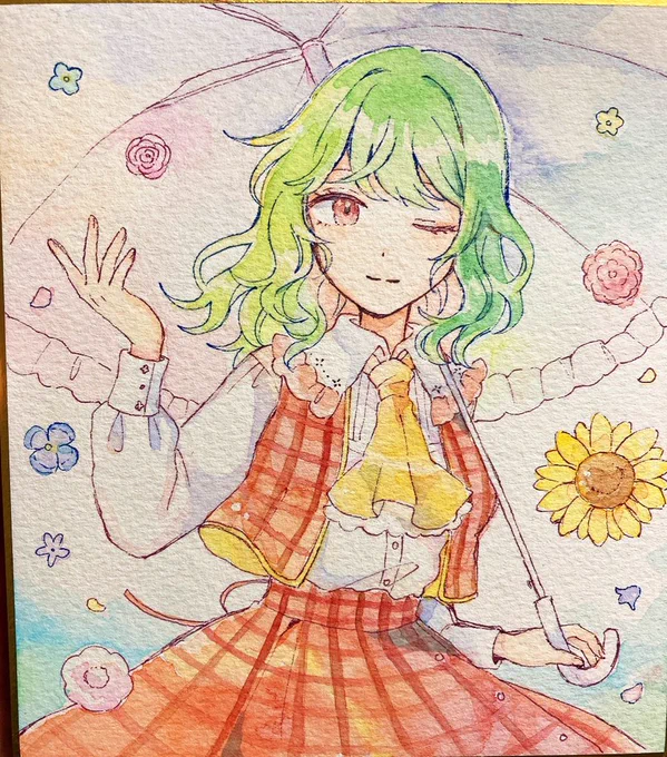 前のイベントで売り子して頂いたお礼に色紙描かせて頂きました🌻大大感謝 