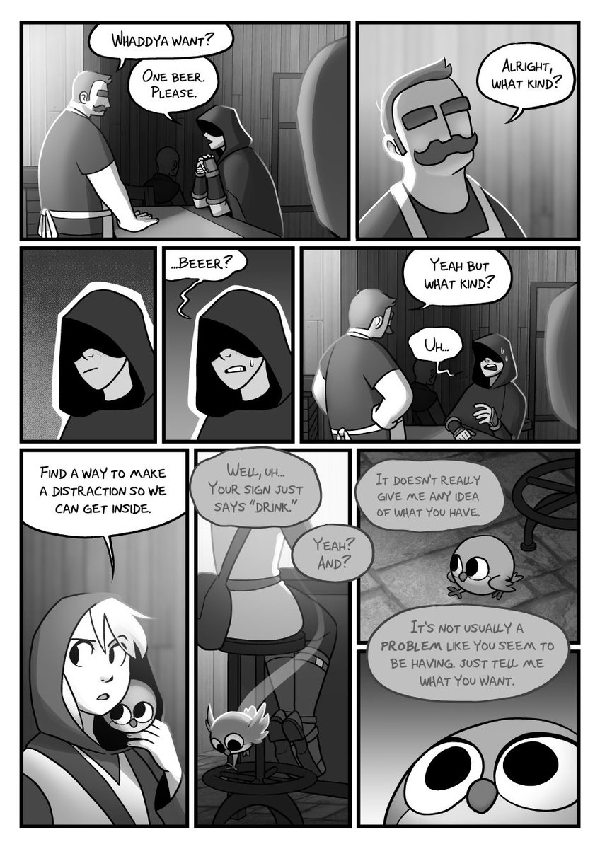 It's #WebcomicDay!

Hi, I'm medli and I'm working on a twice-weekly YA D&amp;D-ish comic called Tales from Alderwood, in which a wizard girl accidentally gets a job as a magical assistant to a guy who has been spearheading their land's technological boom.

The link is in my bio! 