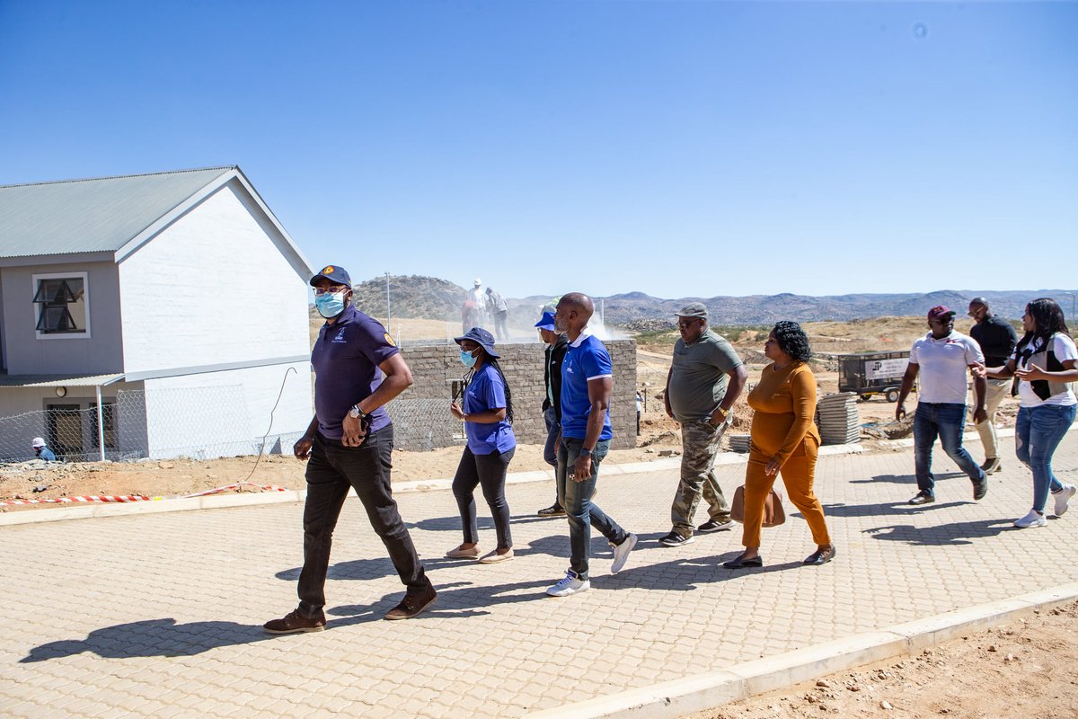 OngosV's tweet photo. Last Friday, we welcomed City of Windhoek councilors led by the Mayor; Her Worship, Sade Gawanas for an extensive site visit! Key insights around the progress of the development were shared! #ongosvalley #development #ProgressOnSite #leadership https://t.co/rmYXiiLTjj