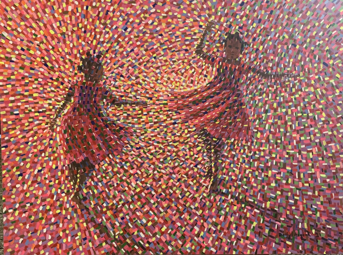 womensart1's tweet photo. 'Days of Innocence' painting by Betty Acquah, Ghanaian painter who uses the technique of pointillism #WomensArt https://t.co/geBgY9d2Kt