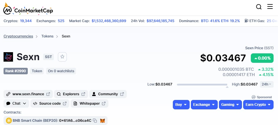 Congratulations 🎊 
$SST are officially listed on <a href="/CoinMarketCap/">CoinMarketCap</a> 
Believe us, SEXN is a long-term project with utility!
SEXN will never stop to grow!
#CoinMarketCap #STEPN #sex2earn