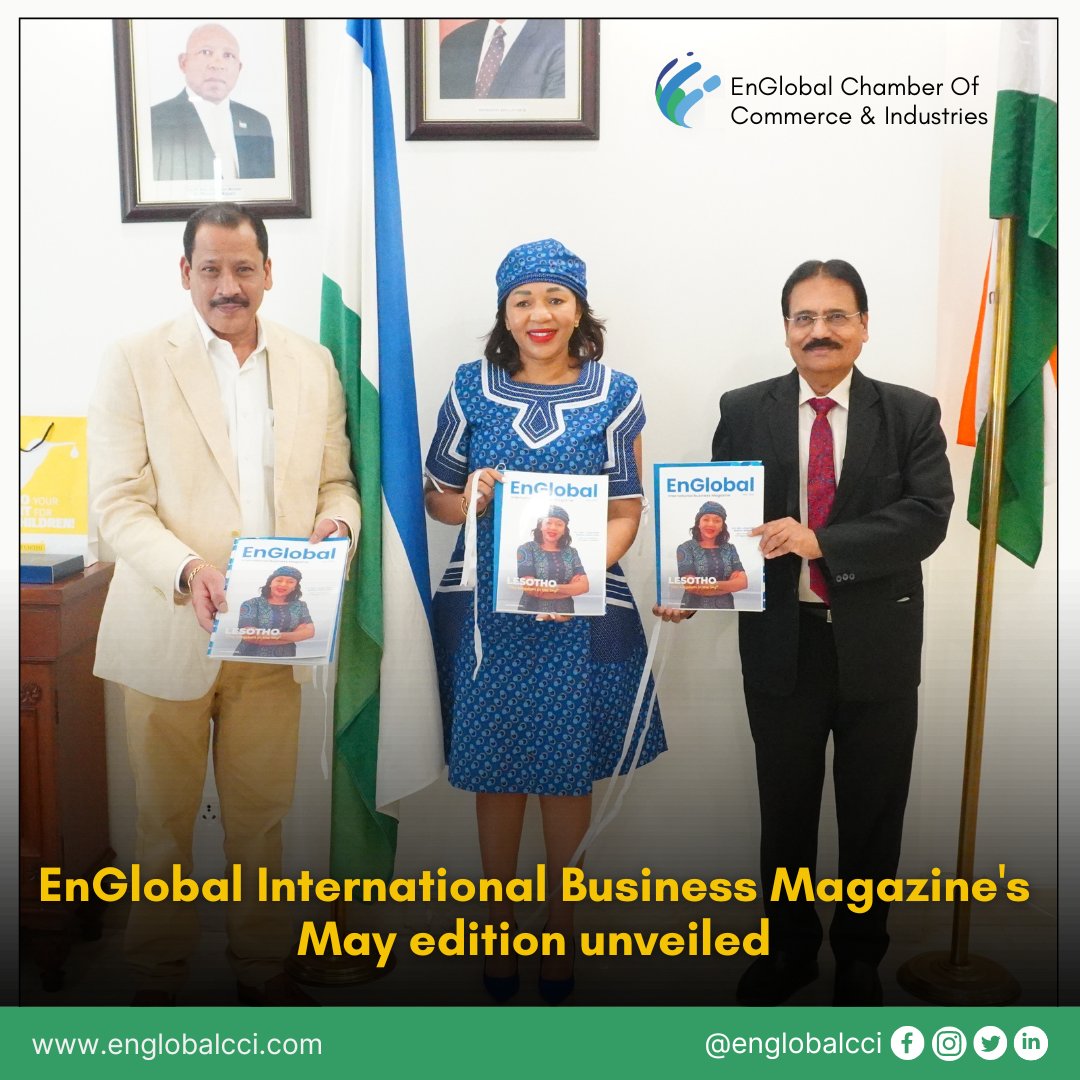 englobalcci's tweet photo. May edition of EnGlobal International Business Magazine has been unveiled on May 06, 2022 by H. E. Mrs. Lineo Irene Molise-Mabusela, The High Commissioner of the Kingdom of Lesotho.
#Lesotho #UNLesotho #africa #ECCI #englobalcci #EnglobalChamberOfCommerce #Businessworldwide https://t.co/v1iJthivHy