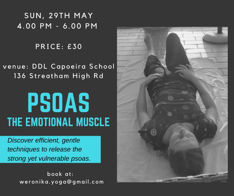 Withmetta's tweet photo. Book now for the 'Psoas- the emotional muscle' workshop on Sun 29th May in Streatham, London to learn how to release deep-held tension from this notorious muscle. - https://t.co/y9BTq2dzhL https://t.co/bLwNRJwlWH