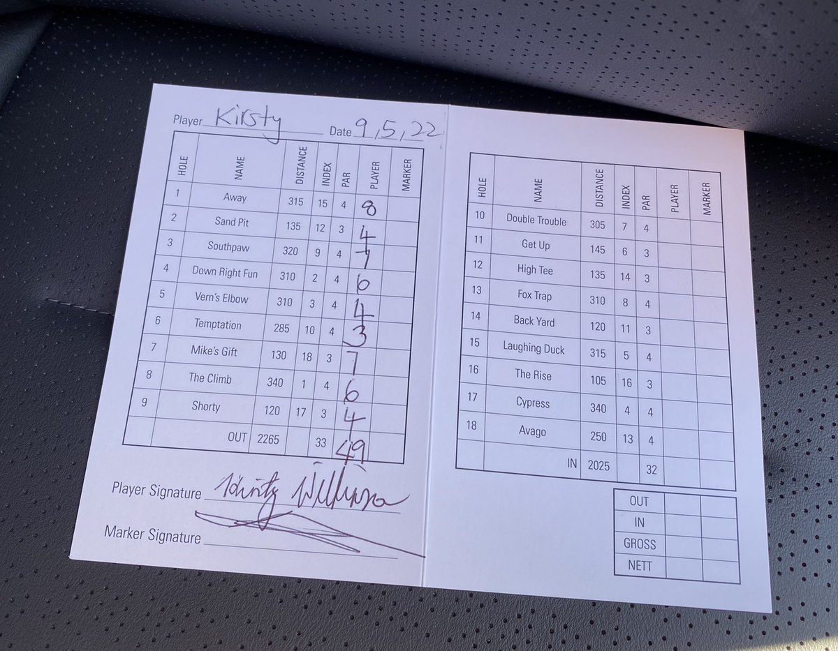 GolfsavedKirsty's tweet photo. Super chuffed with my golf score card today. I’ve halved my score from last time. On & up from here!
#sandringhamgolfcourse #golflife #allabilitiesgolf #womenabilitiesgolf #womeningolf #golfscorecard #Golf #golfhandicap #golfscores #passion https://t.co/6TIEhkfxit