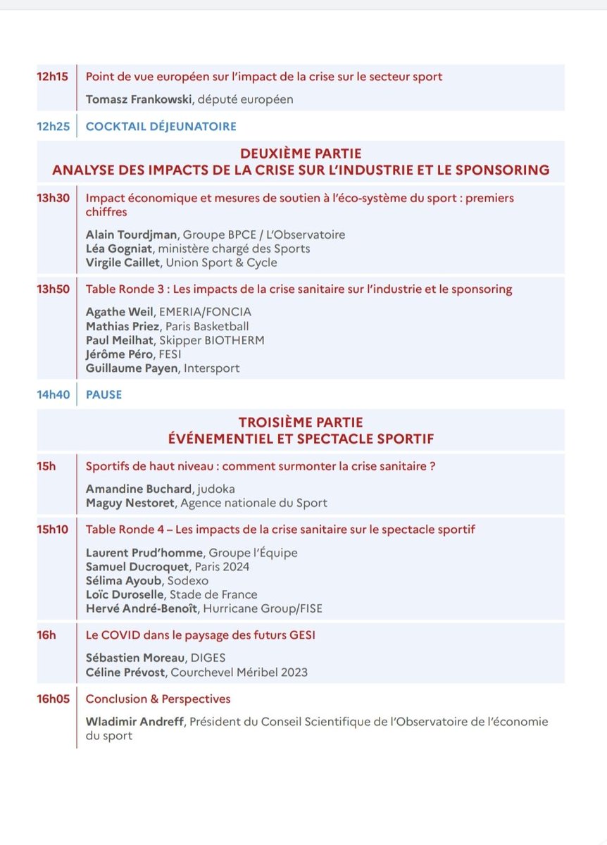 Sports_gouv's tweet photo. ⏰ Le 4ème colloque de l'observatoire de l'économie du #sport sur "Les impacts de la Covid-19 sur l'écosystème sportif français et international" commence bientôt à @Accor_Arena🏃‍♀️

Retrouvez le programme ici ⬇️ https://t.co/F5NtPdCJTi