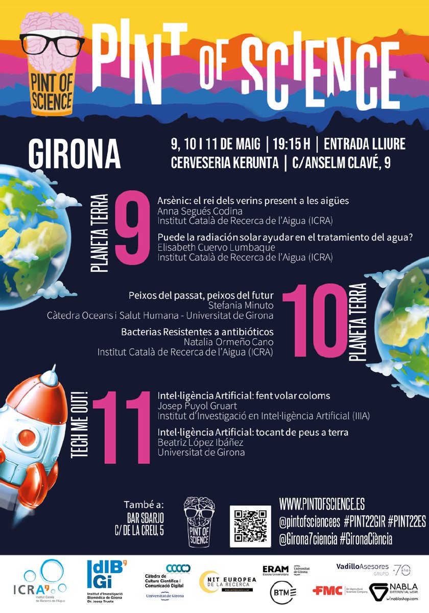 IcraWater's tweet image. Comença a #Girona el Festival Pint of Science! 🍺⚗️
📅 Dies 9, 10 i 11 | 19:30h  | Cerveseria #Kerunta i Bar #Sbarjo

@IcraWater (@iCERCA) en som un dels patrocinadors i hi col·laboren 6 dels nostres científics 😜 📰 ow.ly/MK3x50J2ehw

@pintofscienceES #Pint22ES #Pint22GIR