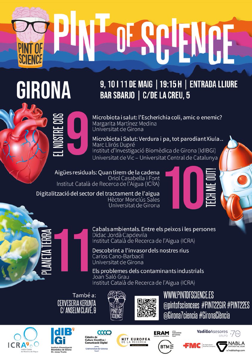 IcraWater's tweet image. Comença a #Girona el Festival Pint of Science! 🍺⚗️
📅 Dies 9, 10 i 11 | 19:30h  | Cerveseria #Kerunta i Bar #Sbarjo

@IcraWater (@iCERCA) en som un dels patrocinadors i hi col·laboren 6 dels nostres científics 😜 📰 ow.ly/MK3x50J2ehw

@pintofscienceES #Pint22ES #Pint22GIR