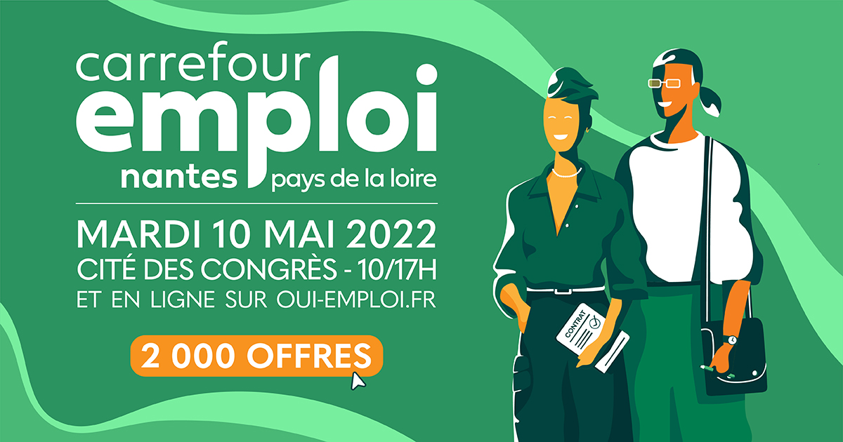 CarrefourEmploi's tweet photo. ⏳ J-1 ! #NantesEmploi : 2 000 offres et 150 employeurs ! 
Devenez acteur de votre parcours et décrochez un #emploi, #alternance, #stage ou #formation ! 
Pour découvrir les offres ➡https://t.co/jUBoT6idBC 
📅 Mardi 10 mai
📌 Cité des Congrès 
⏱ 10/17h https://t.co/ivKjk9cZtb