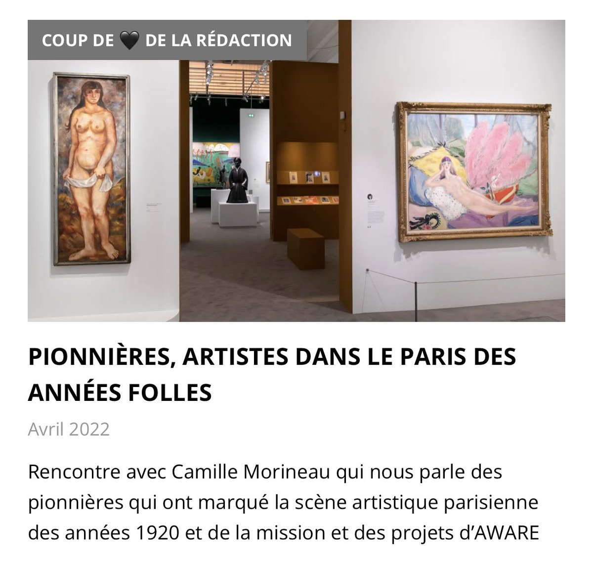 ArteezMagazine's tweet photo. Retrouvez notre coup de 💙 de la rédaction sur https://t.co/0i1AXlLXqP
« Pionnières, Artistes dans le Paris des Années folles »

Musée du Luxembourg, Paris 
Du 2 mars au 10 juillet 2022
#artmoderne #tamaradelempicka #museeduluxembourg #coupdecoeur #pionnières #artistefemme #expo https://t.co/wWzuQx2iIN