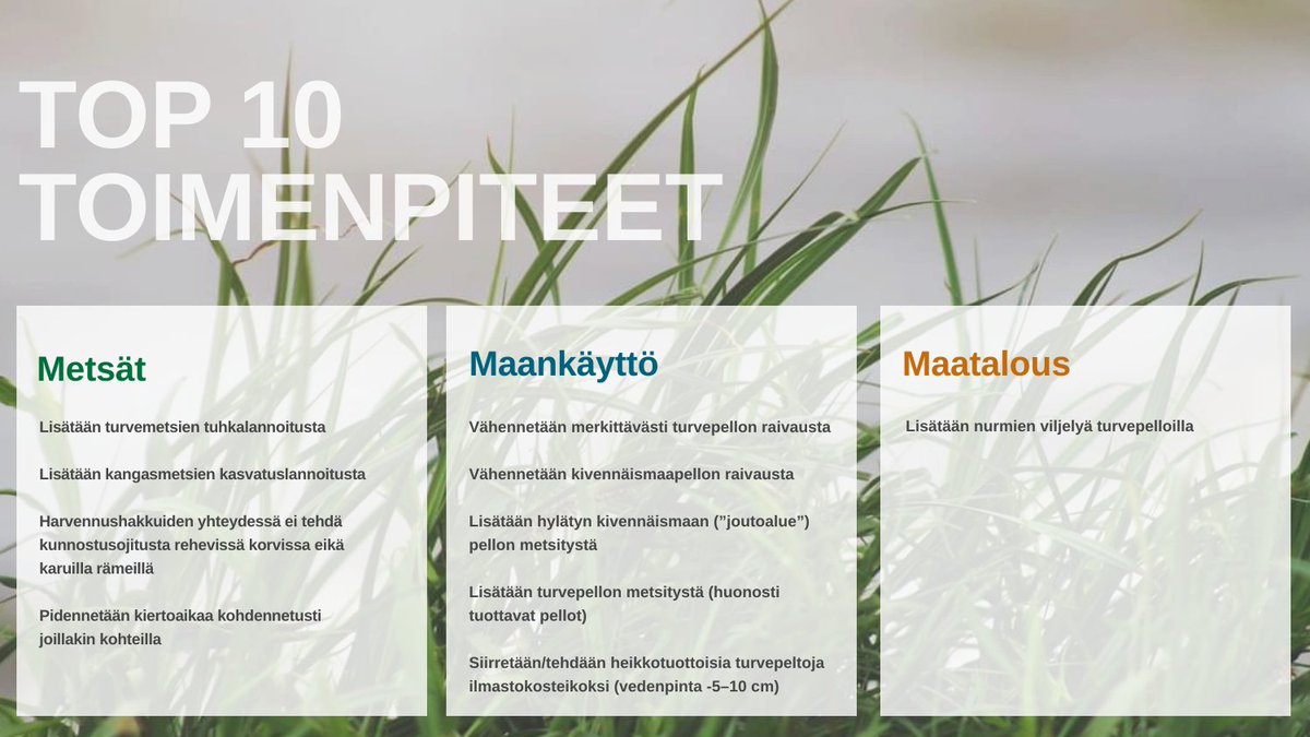 Selvitimme ilmastotoimia, jotka auttaisivat täyttämään maankäyttösektorin päästövähennystavoitteet. Tässä 10 toimenpidettä, jotka ovat kustannusten, yhteiskunnan, ilmastollisten vaikutusten ja maanomistajien kannalta hyväksyttäviä.

Lue:
ptt.fi/ajankohtaista/…

#maatalous #metsä