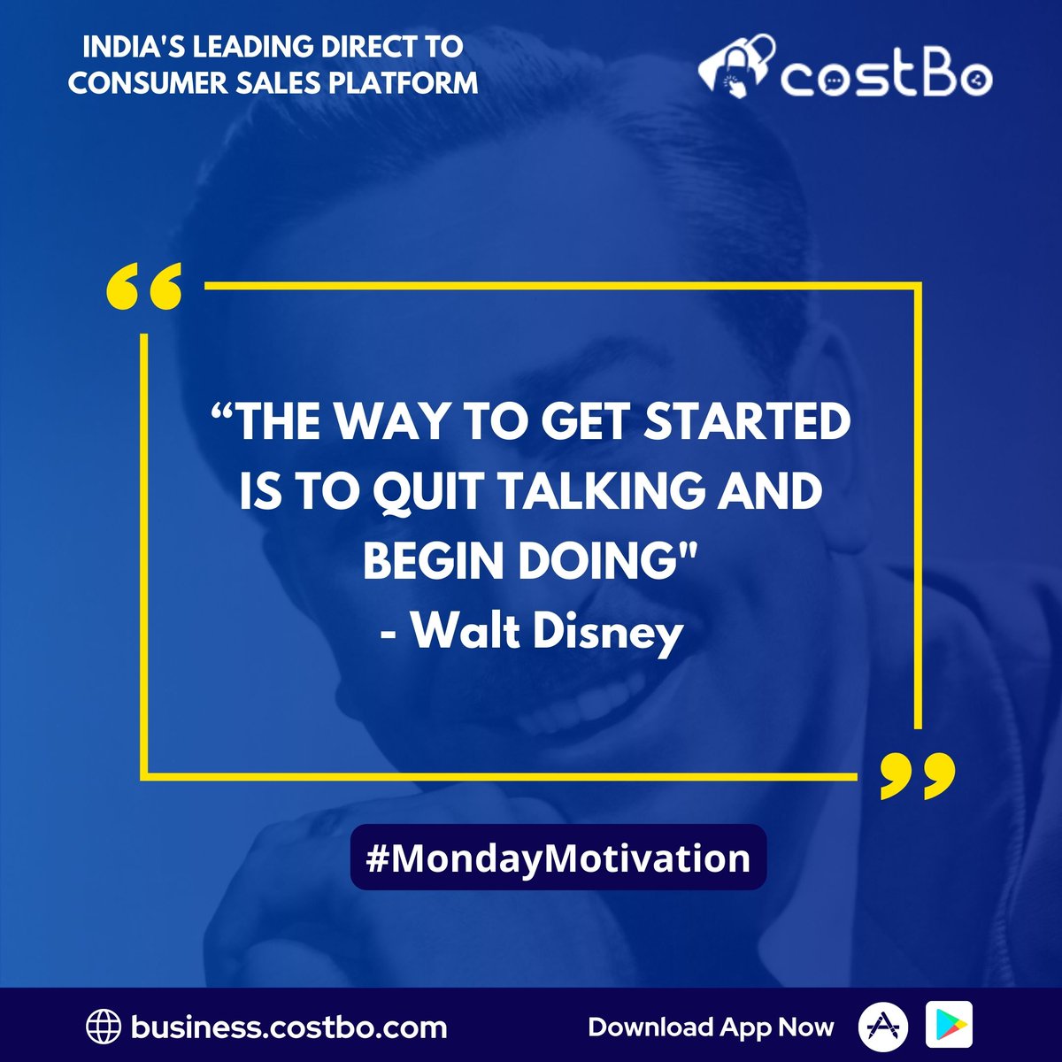 costbo_connect's tweet photo. Too many times we keep thinking and talking through our goals. Instead, we need to learn to start taking action.- Walt Disney
#mondaymotivaton #waltdisneyquotes #costbo #d2c #busnibesstips #onlinestore #entrepreneur #waltdisney https://t.co/BfVGrgVwOO
