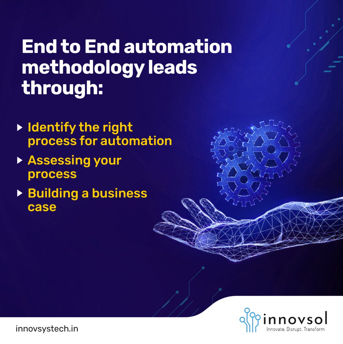 InnovsolSystems's tweet photo. End to End automation Methodology is undoubtedly giving one of the best results!#endtoendservices #endtoendsolutions #automation #automationtools #rightprocess #accessing #buildingbusiness #businesscase #rpa #rpadeveloper #clouddevelopment #clouddeveloper #managedservices https://t.co/VBzhq0Y8mM
