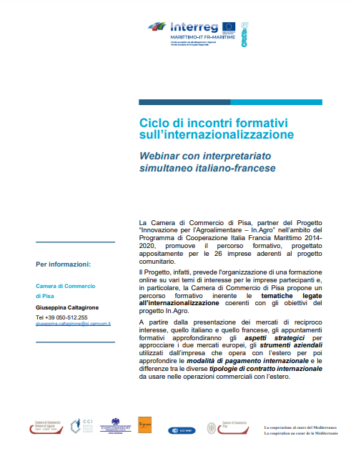 CCIAARIVLIG's tweet photo. prossimi #eventi progetto #InAgro 
@pc_maritime 17,24,30 maggio
percorso formativo inerente le tematiche legate all' #internazionalizzazione 
INFO 👉  https://t.co/gYzmJWPGc3
organizzato da @CCIAA_PI 
#inagrocciaarivlig #inagro https://t.co/Nex7vQWYsa