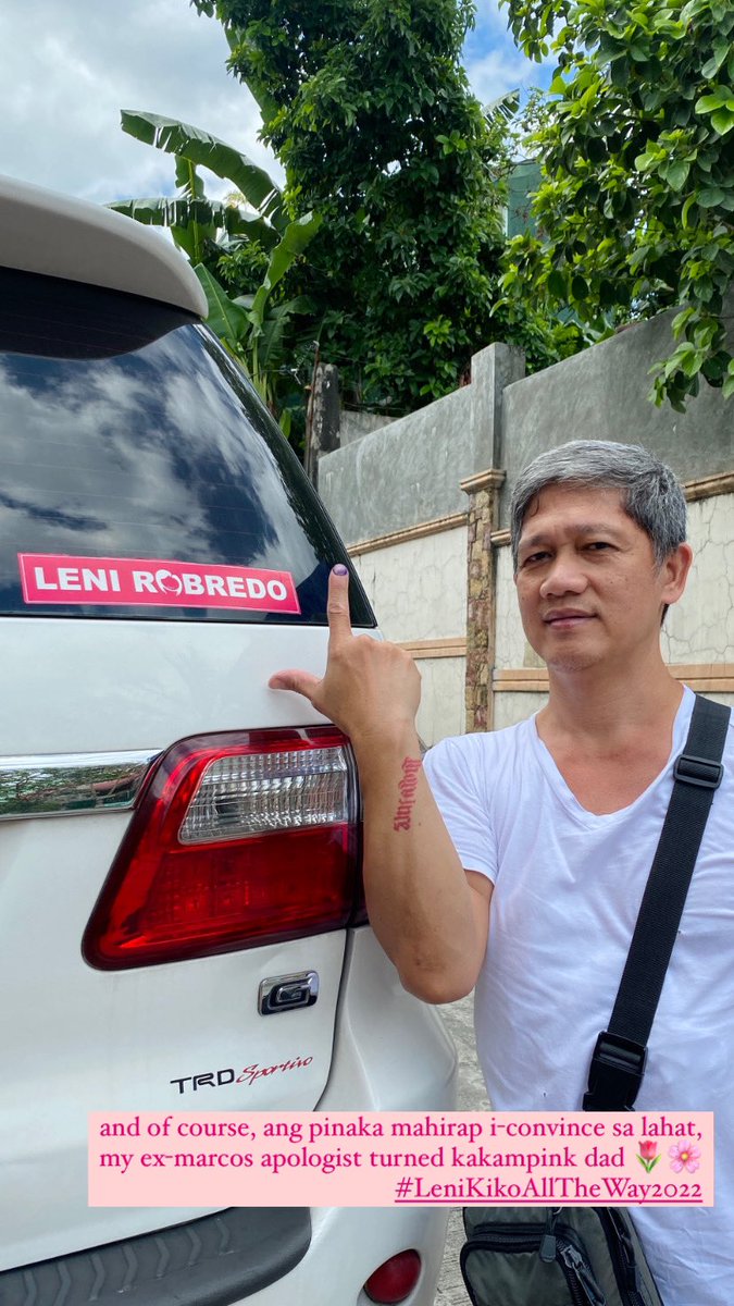 this is my dad. i remember him laughing at me when i told him last year in october that my president is vp leni robredo.

so that became my goal. i tried my best to convince him to switch from being a marcos apologist to a vv vocal kakampink. i guess it worked.🌷🌸  #SwitchToLeni