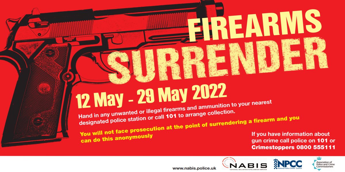 NABIS_UK's tweet photo. Please retweet!
The National Firearms Surrender begins on May 12th.
For more information visit https://t.co/WahkqmBu5z https://t.co/pgqXv3ywRO