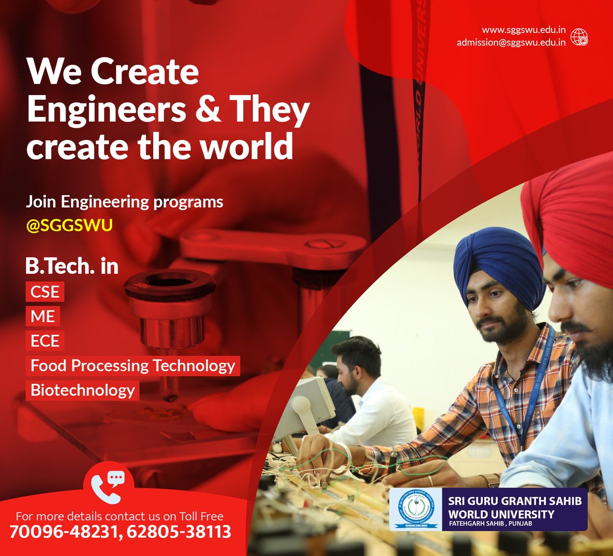 SGGSWUFGS's tweet photo. For the candidates who want to pursue their future in the field of Science and Technology. They can definitely pursue their career with https://t.co/Hpg2mEbC8M. at Sri Guru Granth Sahib World University. The University provides better learning environment and  placements https://t.co/p4UJVc8SBB