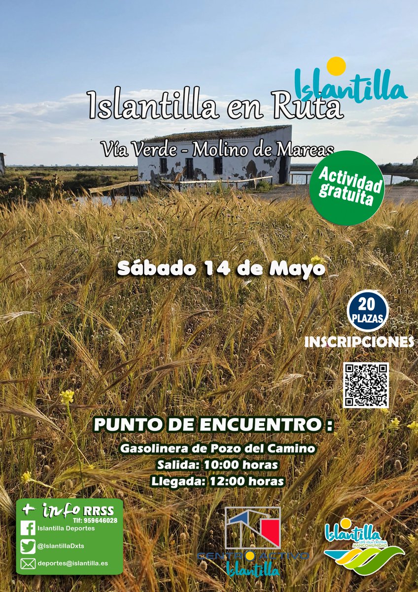 IslantillaDxts's tweet photo. 'Islantilla en Ruta', Vía Verde Litoral-Molino de Mareas.

En el Paraje Natural Marismas de Isla Cristina con gran diversidad ornitológica, vías del Antiguo ferrocarril y sus infraestructuras.

Sábado 14 de Mayo.

+ Info e inscripciones:
https://t.co/ssk593UKiC #DNVíasVerdes2022 https://t.co/N1VSRUnZ6u