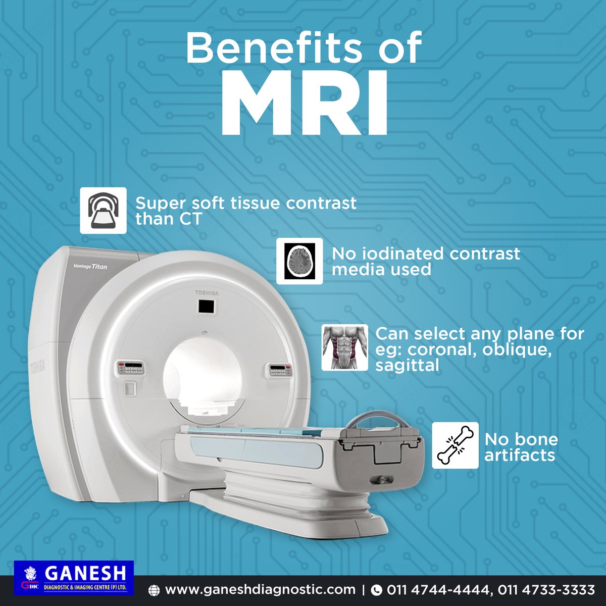 ganeshdiagnos's tweet photo. MRI Scans are the safest scans to get to know about your internal body, especially the internal Head &amp; Brain. 
https://t.co/qKlV7a6eNx
Book your scan with us and get the accurate reports in 24 hours.  011 4744-4444, 011 4733-3333
#mriscans #mri #scan #mribrain #mritest https://t.co/SO0XXy1uJl