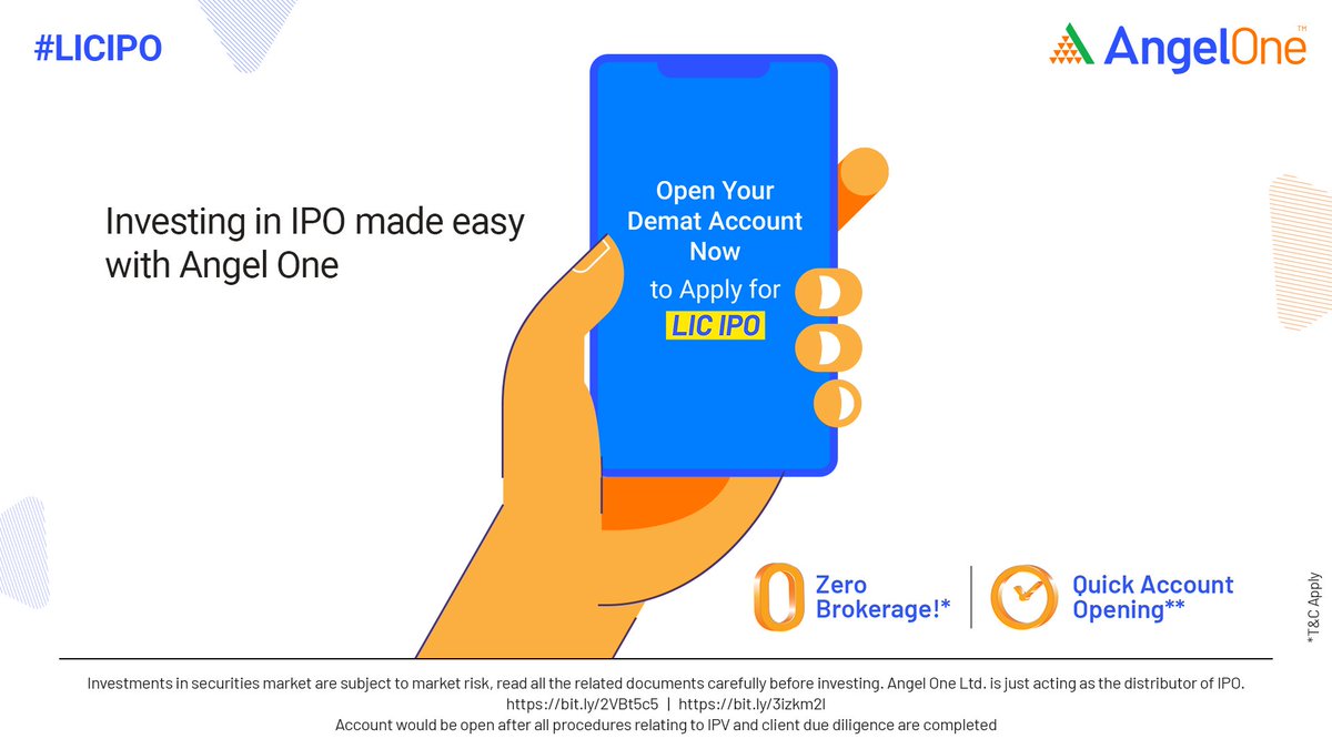 AngelOne's tweet photo. Still waiting to apply? Be the #VerySmartOne and apply for #LICIPO with Angel One!

Visit: https://t.co/C2Wk22nRGa

#AngelOne #AngelOneForAll #IPO #IPOAlert #LIC #Investment #StockMarket https://t.co/5V7K2qtm8p