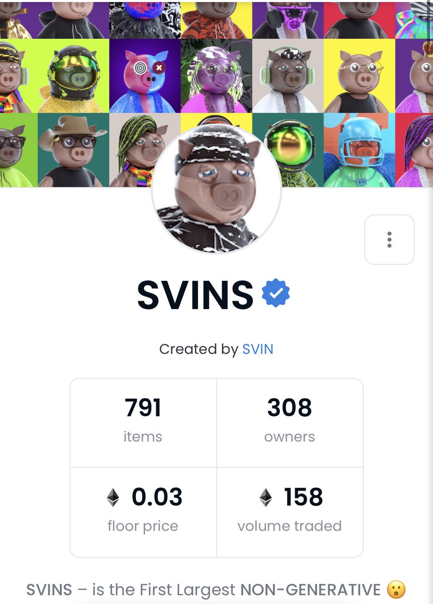 SVINSNFT's tweet photo. Meanwhile SVINS just Reached 158 ETH of total volume ⏳Pretty good for an indie project by 1 artist 🔥

https://t.co/BDJlmjuTT8
Only on @opensea 
…
#NFTCommunity #nfts #nft #nftart #NFTsales #NFTdrops #NFTCollection #svins #OpenSeaNFT https://t.co/D4DpsHh6Pl