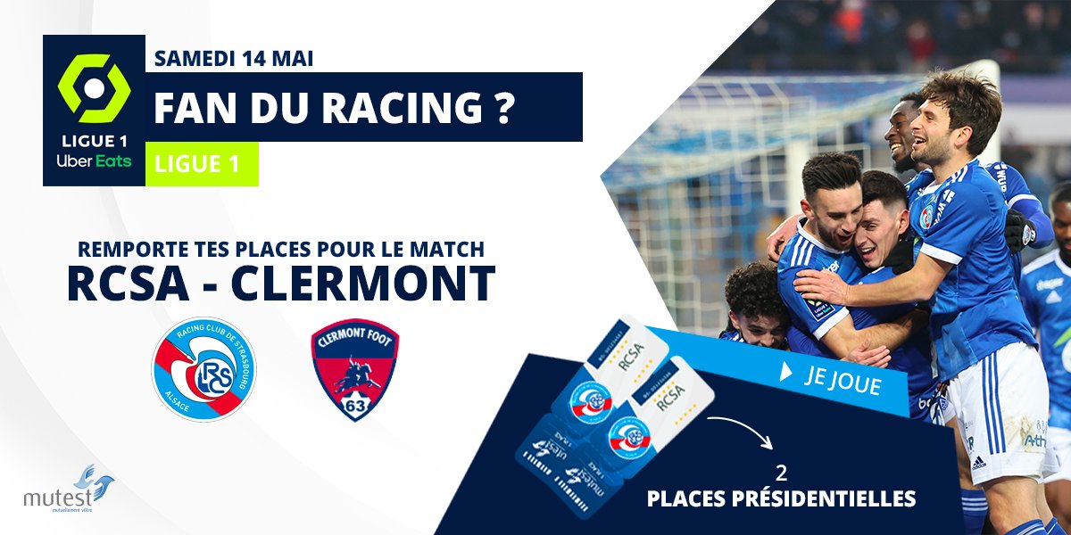 mutuellemutest's tweet photo. [#Concours ⚽️]
🎁Fan du #Racing ? Mutest sponsor officiel de la #RacingMutestAcadémie vous offre 2 places 🎫 pour le match #RCSACF63 en Présidentielle

Pour tenter votre chance :
🔷RT ce tweet
🔷Suivre notre compte @mutuellemutest

🍀TAS le 12/05
Bonne chance et Allez RACING ⚪️🔵 https://t.co/mjKUwxKGwh