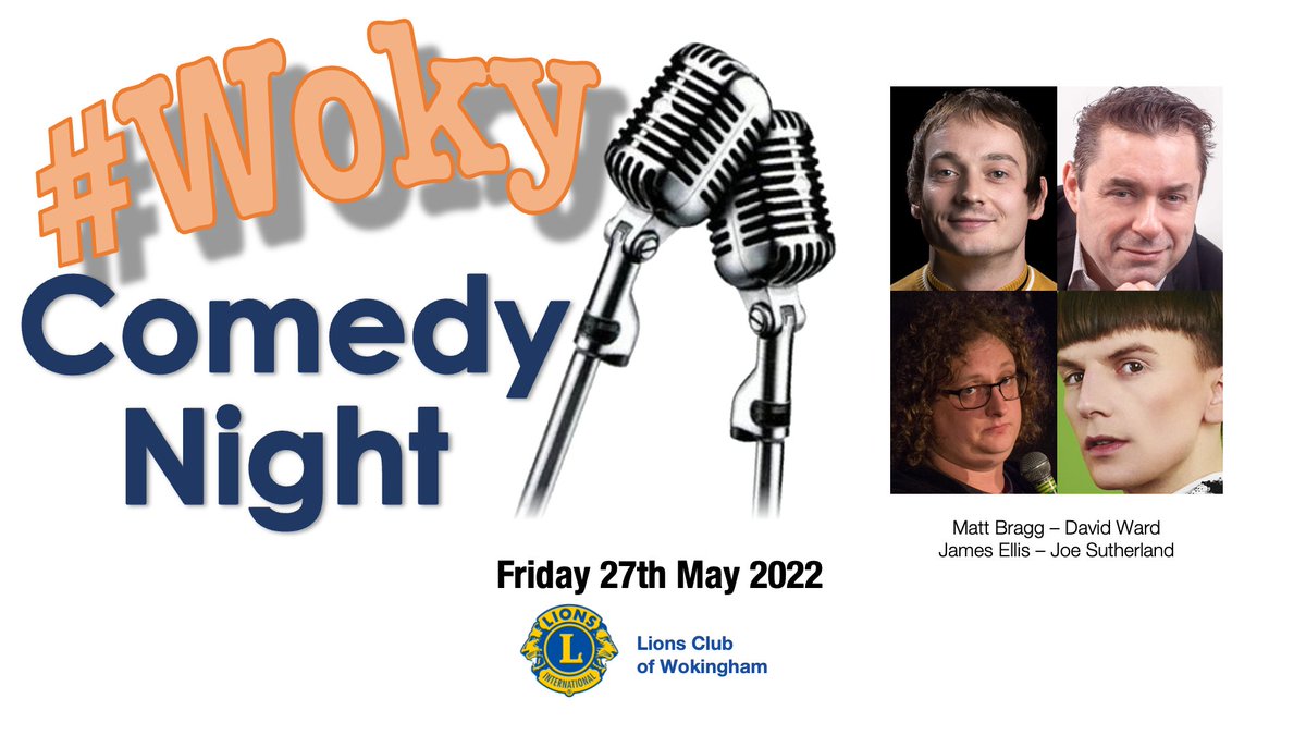 😂 @wokinghamlions are bringing you another fantastic night of comedy - 4 great acts - Matt Bragg, James Ellis, Joe Sutherland &amp; David Ward.

Fri 27th May at @wokinghamthtr &amp; full bar.

Profits to charity - raffle in aid of local <a href="/kimelfoundation/">Kimelfoundation</a> 

uk.patronbase.com/_WokinghamThea…