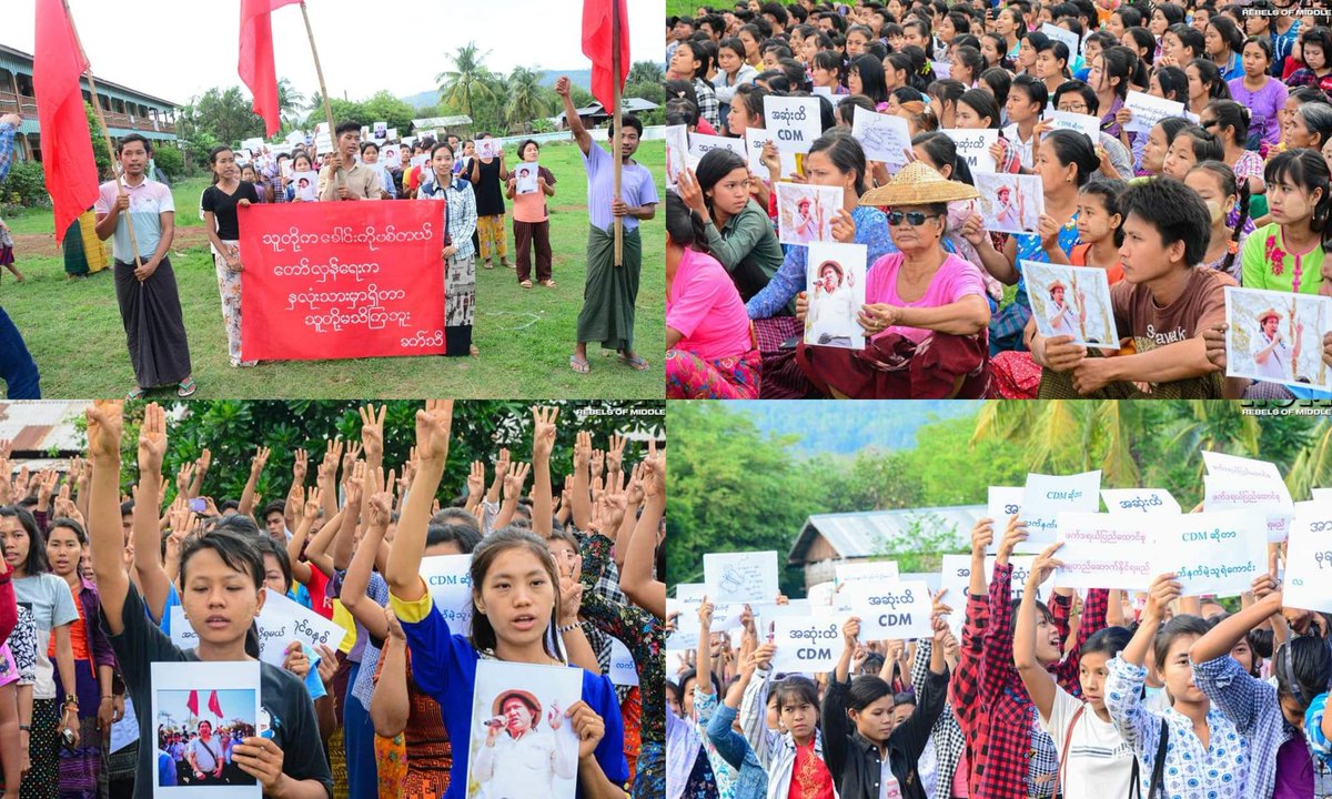 moe_rainyy's tweet photo. Anti-coup revolutionary strike in Sagaing's Yinmabin Dist, Pale Twp.  #2022May9Coup #US_SanctionMOGE #WhatsHappeningInMyanmar https://t.co/kZzm1B84sO