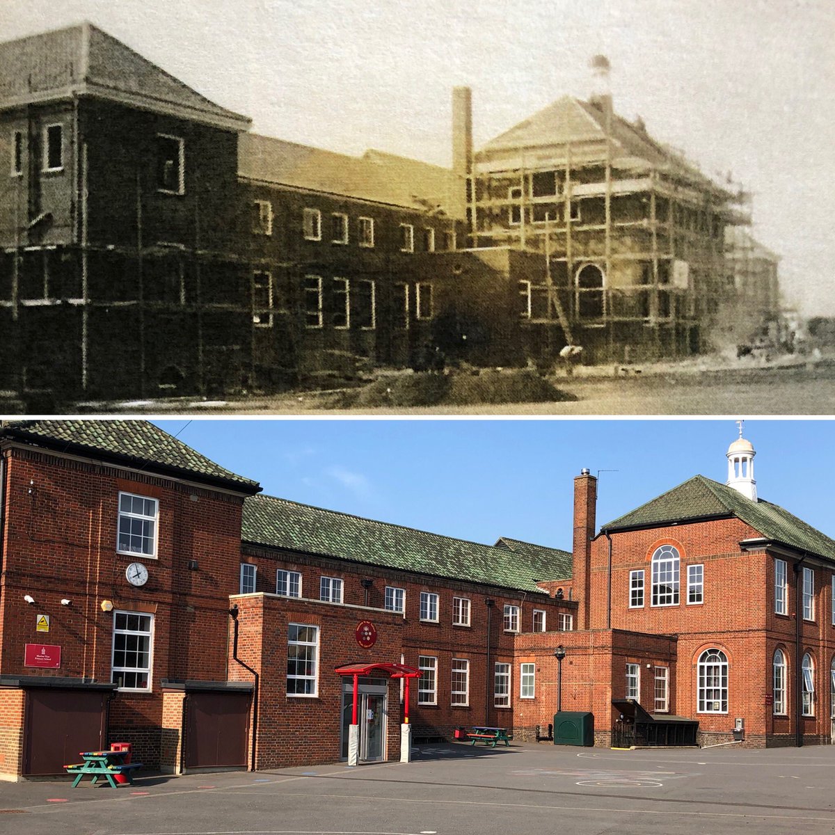 mvprimaryschool's tweet photo. Then and now. #90th #MVhistory https://t.co/5DVSEBDyog