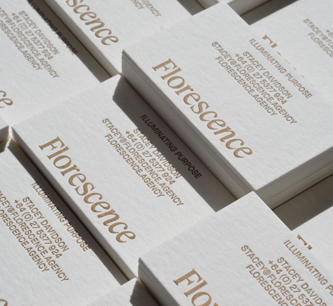 GFSmithpapers's tweet photo. Wild Natural White 450gsm business cards for Florescence. Designed by Mayk Studio, letterpress printed by Inkiana Press. https://t.co/b2jvP7fE38