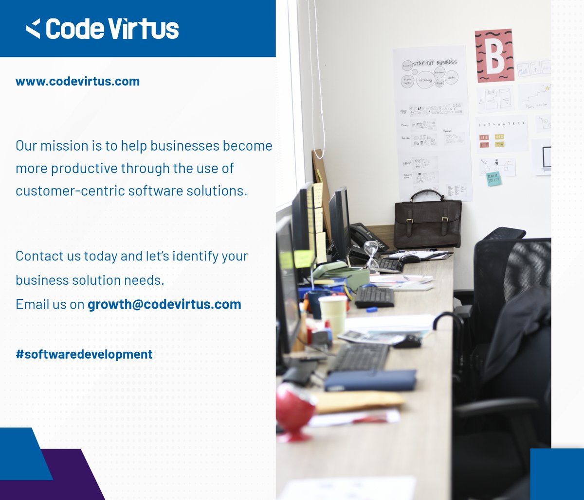 CodeVirtusZW's tweet photo. Our mission is to help businesses become more productive through the use of customer-centric software solutions.
Contact us today and let’s identify your business solution needs
Email us on growth@codevirtus.com
#codevirtus
#softwaredevelopment https://t.co/o3lddYviQD