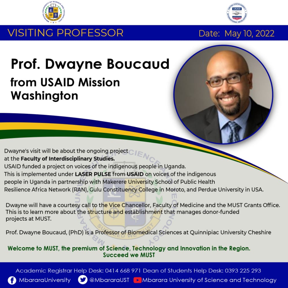 MbararaUST's tweet photo. We're glad to have Prof. Dwayne Boucaud visiting the university. https://t.co/dW76cFBQii