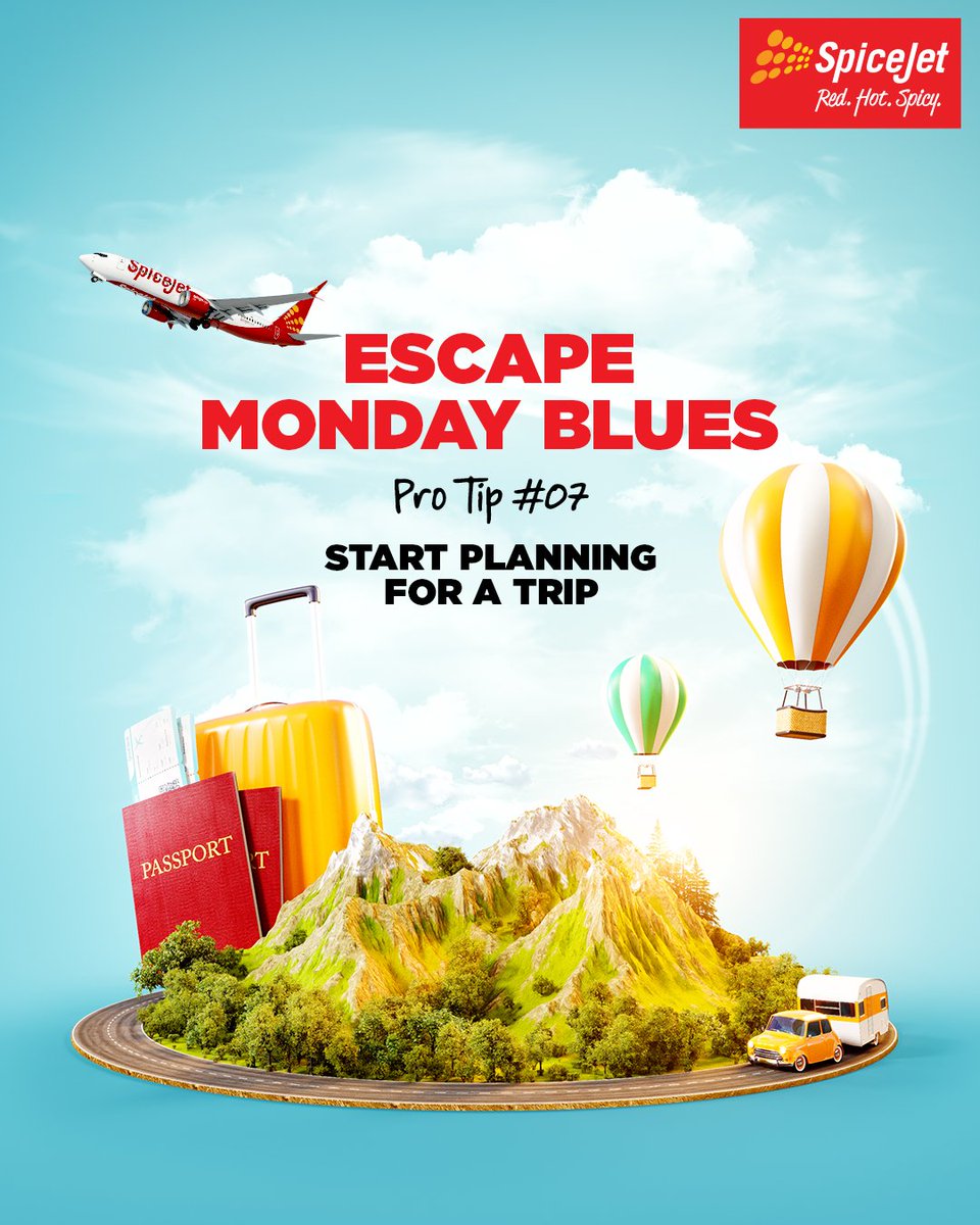 flyspicejet's tweet photo. Don't whine about Monday. Tag your friends, get together and plan a trip. #EscapeMonday #MondayMotivation https://t.co/7GCHMFu07Z