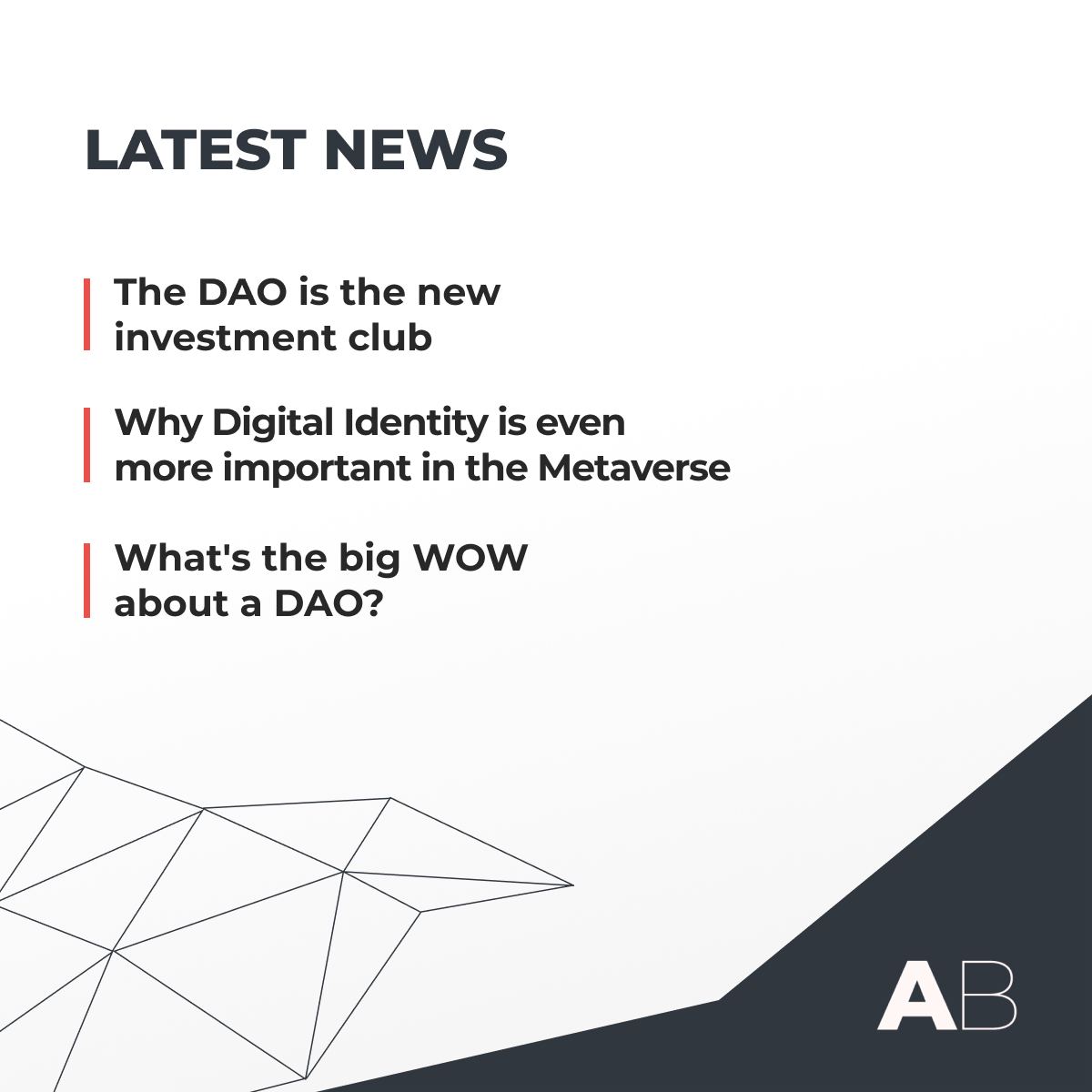 AmazingBlocks's tweet photo. 🗞 @AmazingBlocks - NEWS
🟥The #DAO is the new #investment club
https://t.co/nuq8JwRcam
🟥Why Digital Identity is even more important in the #Metaverse
https://t.co/DO8siCgjvN
🟥What's the big WOW about a DAO?
https://t.co/VKrw54GKF3
#AmazingBlocks #news https://t.co/5rW8FKuYme
